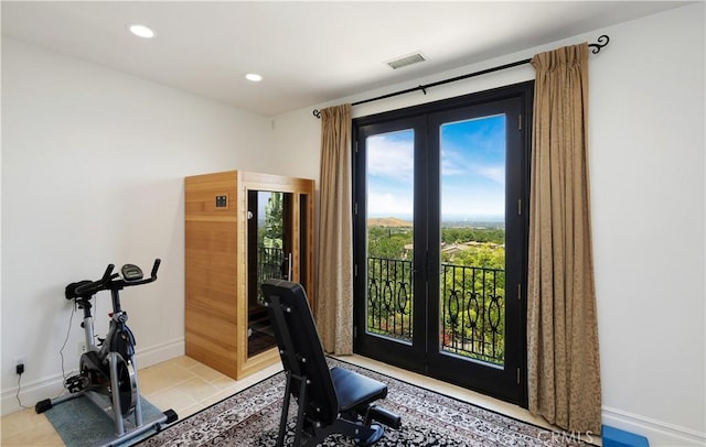 41 Balcony, Irvine, CA 92603 - office featuring french doors, recessed lighting, and light tile patterned floors