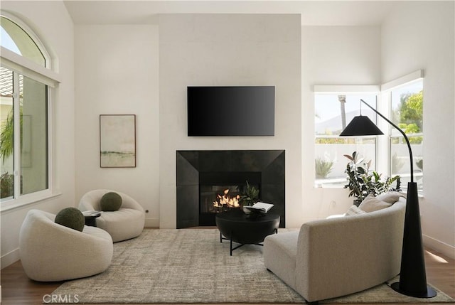 3010 Vina Vial, San Clemente, CA 92673 - living room featuring plenty of natural light, wood finished floors, and a tile fireplace