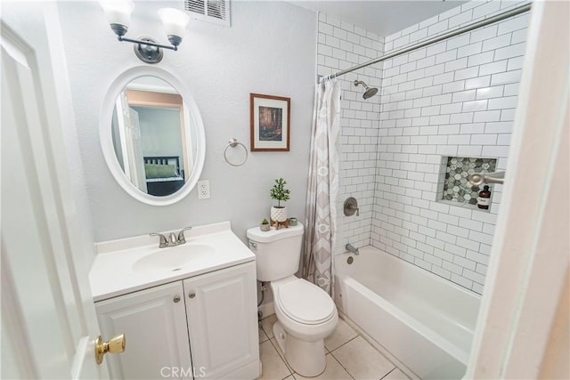 14020 Orizaba Ave Unit 6A, Paramount, CA 90723 - full bathroom featuring vanity, shower / bath combination with curtain, and tile patterned floors