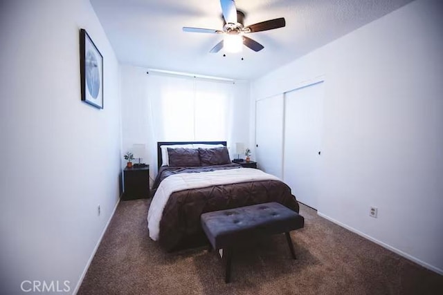 30319 Desert Moon Dr, Thousand Palms, CA 92276 - carpeted bedroom featuring a closet and ceiling fan