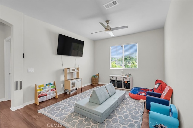 1775 Honors Ln, Corona, CA 92883 - living room with wood finished floors, a ceiling fan, and arched walkways