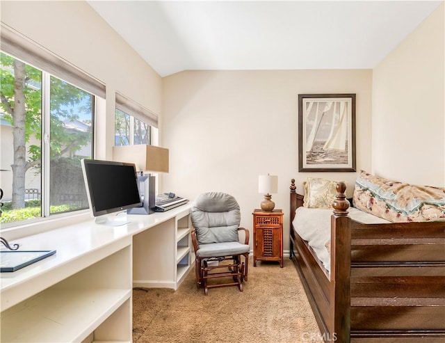 100 Stoney, Laguna Niguel, CA 92677 - bedroom featuring light carpet, an office area, and lofted ceiling