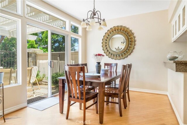100 Stoney, Laguna Niguel, CA 92677 - dining area with plenty of natural light, light wood finished floors, and a chandelier