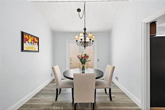 24191 Vis D Oro, Dana Point, CA 92629 - dining space featuring a chandelier, wood finished floors, and wood ceiling