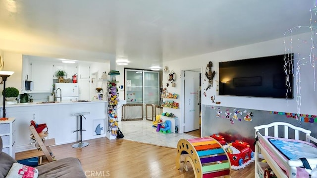 6924 Hyde Park Dr Unit 106, San Diego, CA 92119 - living room with wood finished floors
