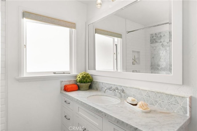 113 Via Yella, Newport Beach, CA 92663 - bathroom with healthy amount of natural light, vanity, and a shower