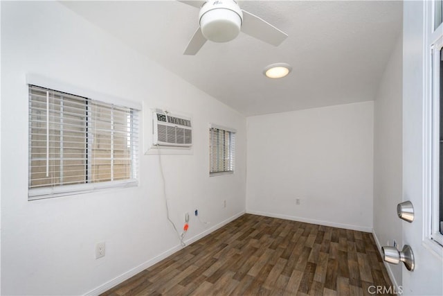 1321 Edgemont St, La Habra, CA 90631 - unfurnished room with a wall unit AC, wood finished floors, and ceiling fan