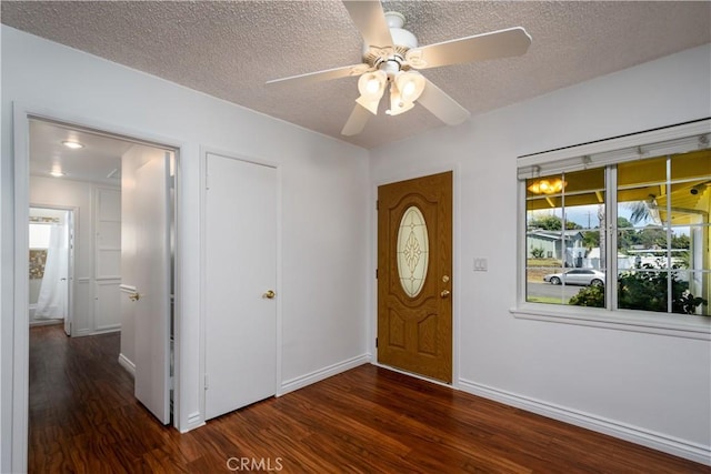 1321 Edgemont St, La Habra, CA 90631 - foyer with wood finished floors, a textured ceiling, and a ceiling fan