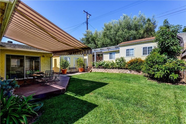 1321 Edgemont St, La Habra, CA 90631 - view of grassy yard featuring a deck