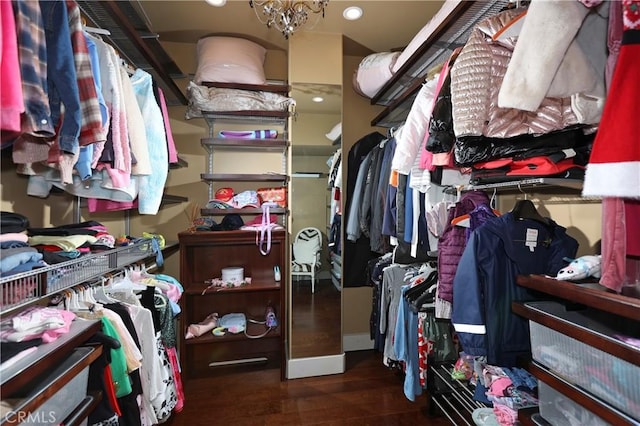 23640 Aster Trl, Calabasas, CA 91302 - spacious closet with wood finished floors and a chandelier