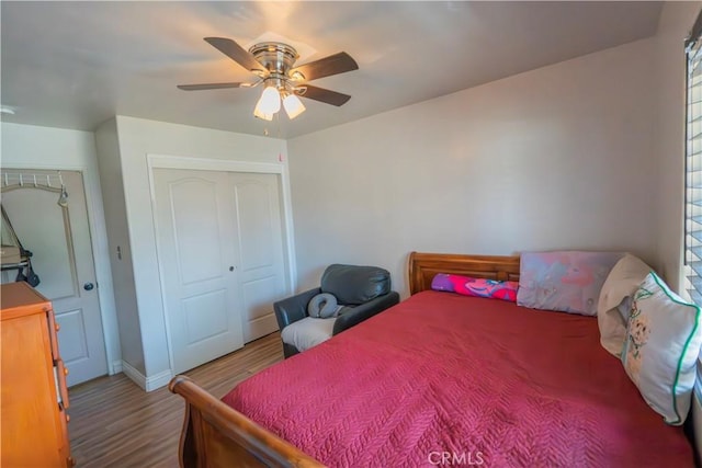 10606 Anacostia Way, Bakersfield, CA 93311 - bedroom with wood finished floors, a closet, a ceiling fan, and multiple windows