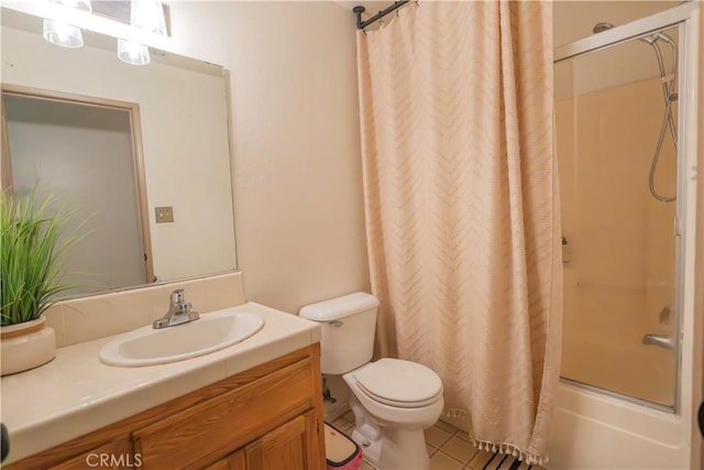 10606 Anacostia Way, Bakersfield, CA 93311 - bathroom featuring vanity, shower / tub combo with curtain, and tile patterned flooring