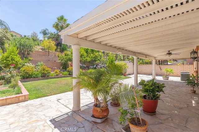 4262 Havenridge, Corona, CA 92883 - fenced backyard with a patio and a ceiling fan