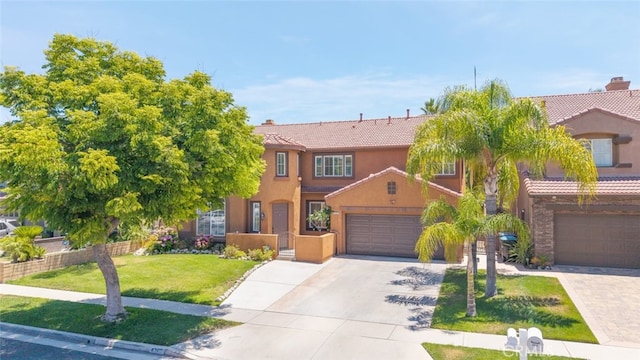 4262 Havenridge, Corona, CA 92883 - view of front of home featuring concrete driveway, a tiled roof, a front yard, and stucco siding