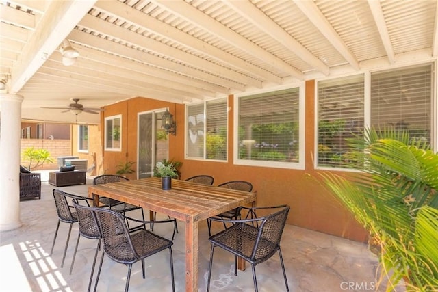 4262 Havenridge, Corona, CA 92883 - view of patio featuring a ceiling fan and outdoor dining space