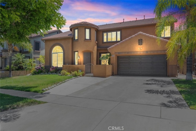 4262 Havenridge, Corona, CA 92883 - mediterranean / spanish home with a tile roof, driveway, stucco siding, a garage, and a gate
