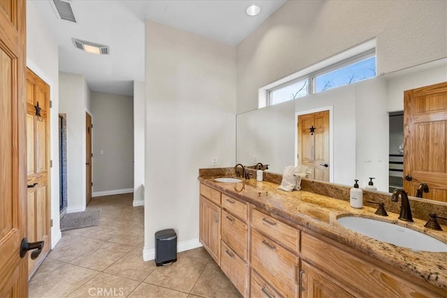 7423 Juniper Rd, Joshua Tree, CA 92252 - bathroom with tile patterned flooring and double vanity