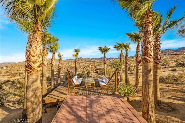 7423 Juniper Rd, Joshua Tree, CA 92252 - deck featuring a mountain view