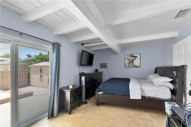 19140 Enadia, Reseda, CA 91335 - bedroom with beamed ceiling