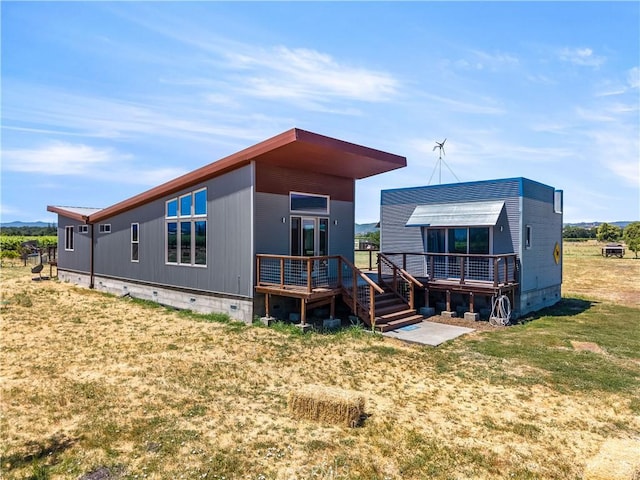3155 Soda Bay Rd, Lakeport, CA 95453 - rear view of property featuring crawl space, a deck, and a lawn