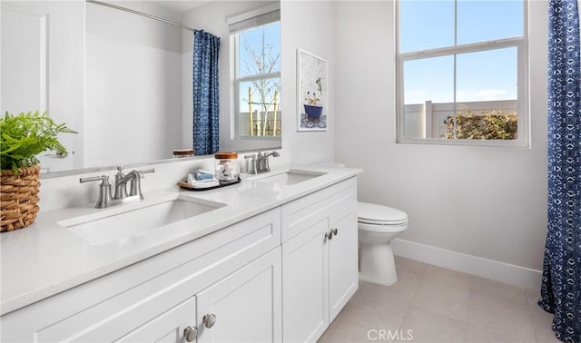 233 Carmelita Ln, Tehachapi, CA 93561 - full bath with double vanity, tile patterned flooring, and a shower with curtain