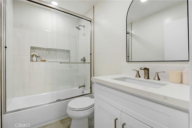 915 Bradish Ave, Glendora, CA 91740 - bathroom with vanity, combined bath / shower with glass door, recessed lighting, and tile patterned flooring
