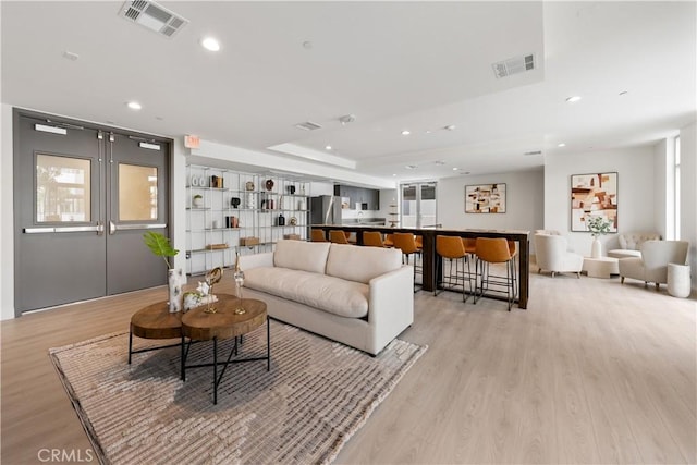 168 S Monterey St Unit 502, Alhambra, CA 91801 - living area featuring light wood-type flooring and recessed lighting