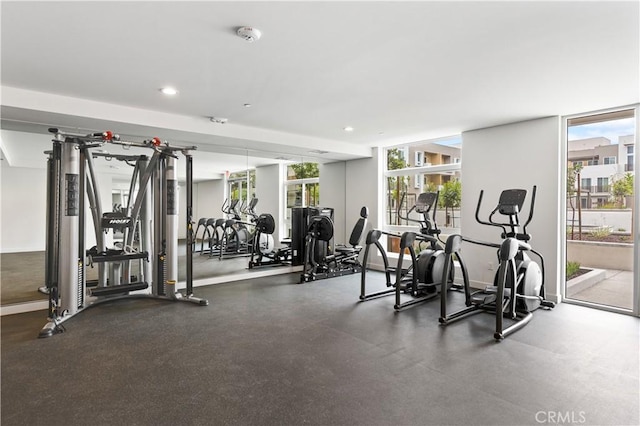 168 S Monterey St Unit 502, Alhambra, CA 91801 - gym featuring recessed lighting