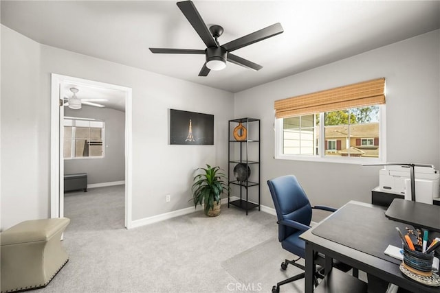 8507 E Heatherview Ln, Orange, CA 92869 - home office with ceiling fan, plenty of natural light, and carpet floors