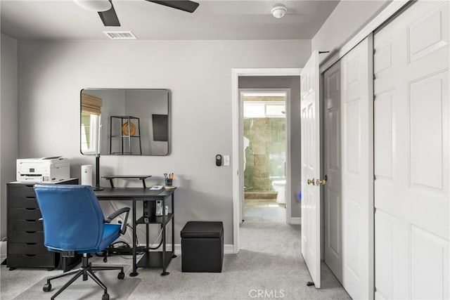8507 E Heatherview Ln, Orange, CA 92869 - home office featuring carpet floors and ceiling fan