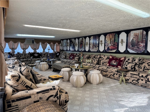 2064 E Campus Way, Hemet, CA 92544 - carpeted living area featuring a textured ceiling
