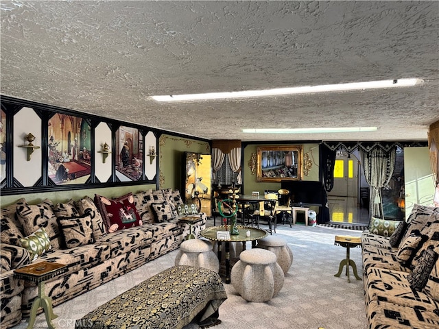 2064 E Campus Way, Hemet, CA 92544 - carpeted living area with a textured ceiling