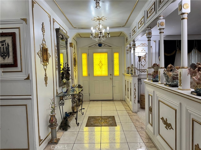 2064 E Campus Way, Hemet, CA 92544 - foyer entrance featuring a chandelier and light tile patterned floors