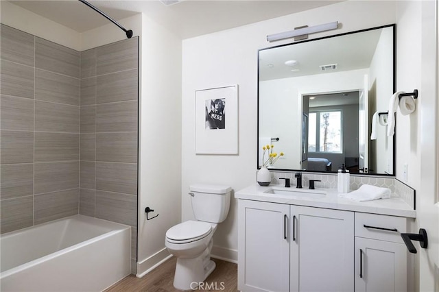 414 Main St Unit 430, Huntington Beach, CA 92648 - bathroom with vanity, wood finished floors, tub / shower combination, and connected bathroom