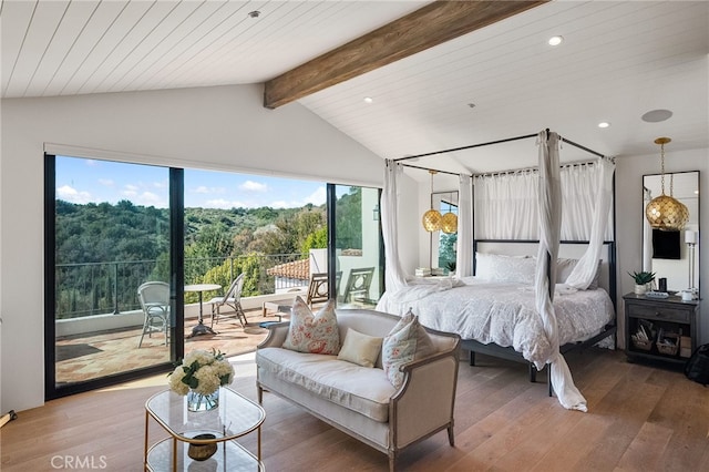 30671 Steeplechase Dr, San Juan Capistrano, CA 92675 - bedroom with access to exterior, hardwood / wood-style flooring, and recessed lighting
