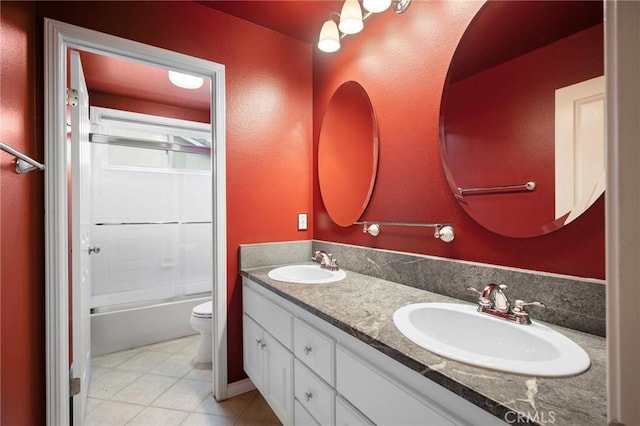 21658 Canyon Heights Cir, Saugus, CA 91390 - bathroom with double vanity, tile patterned floors, and tub / shower combination