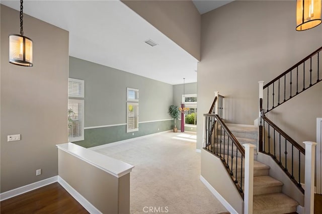 21658 Canyon Heights Cir, Saugus, CA 91390 - hall with stairway and carpet flooring