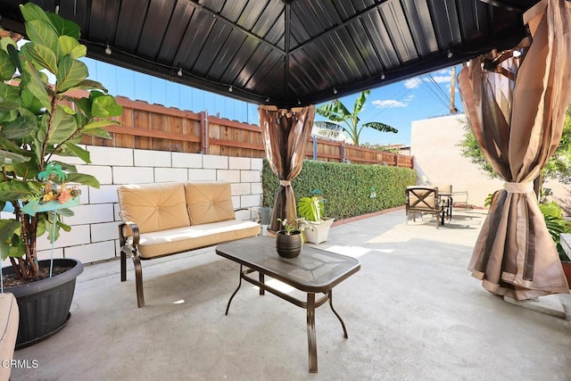 215 Bridewell St, Los Angeles, CA 90042 - view of patio with an outdoor living space and a gazebo