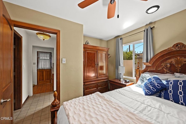 215 Bridewell St, Los Angeles, CA 90042 - bedroom featuring light tile patterned floors and ceiling fan