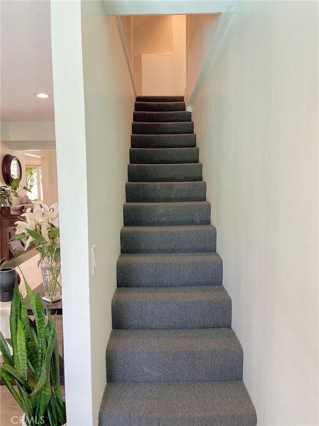 1212 Dover Dr, Newport Beach, CA 92660 - staircase featuring recessed lighting