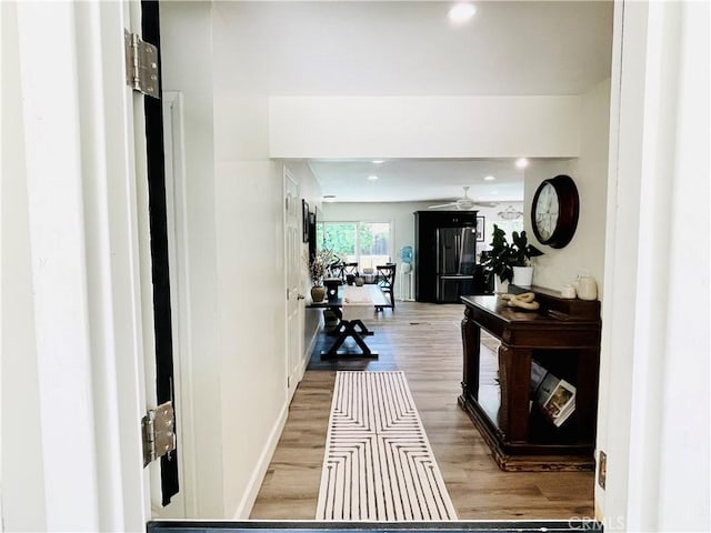 1212 Dover Dr, Newport Beach, CA 92660 - corridor with light wood-style flooring and recessed lighting