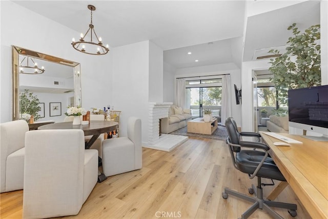 17202 Corbina Ln Unit 103, Huntington Beach, CA 92649 - office with a chandelier, light wood-style floors, and recessed lighting