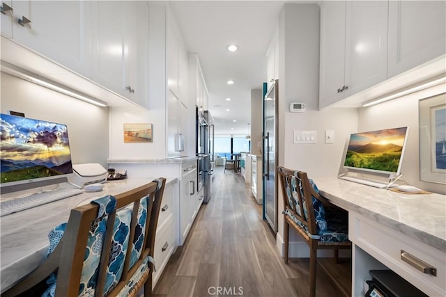 335 W I St, Encinitas, CA 92024 - corridor with light wood-type flooring, recessed lighting, and an office area
