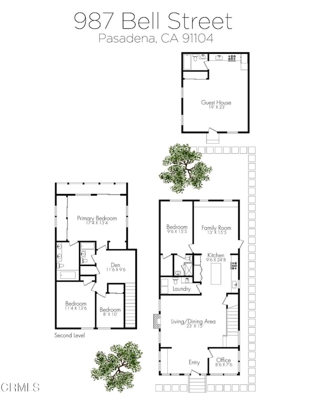 987 Bell St, Pasadena, CA 91104 - view of floor plan / room layout