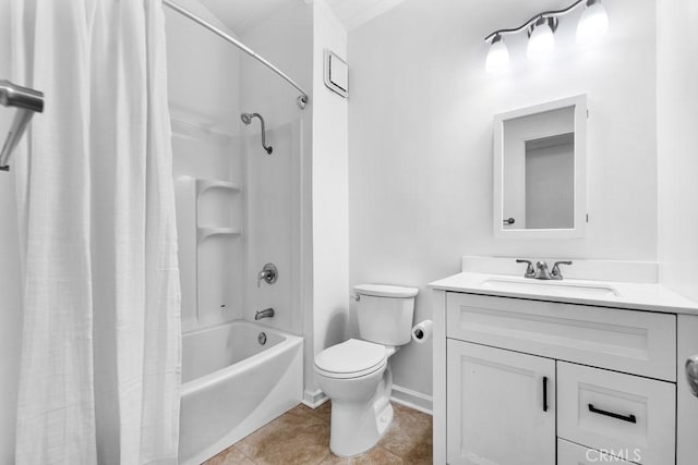 19147 Ingomar St, Reseda, CA 91335 - full bath featuring vanity, shower / bath combo, and tile patterned flooring