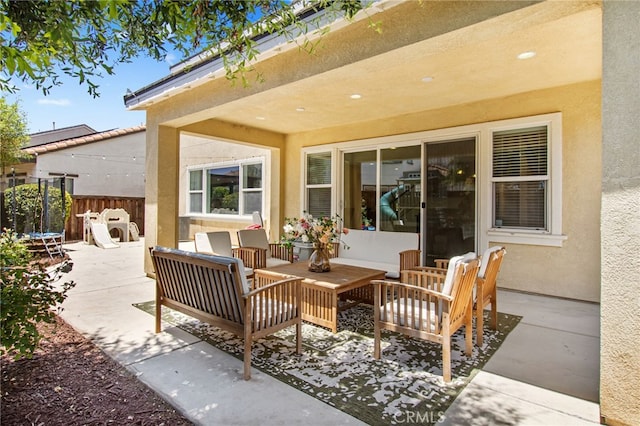 29443 Moorings Ct, Menifee, CA 92585 - view of patio / terrace with a trampoline and an outdoor living space