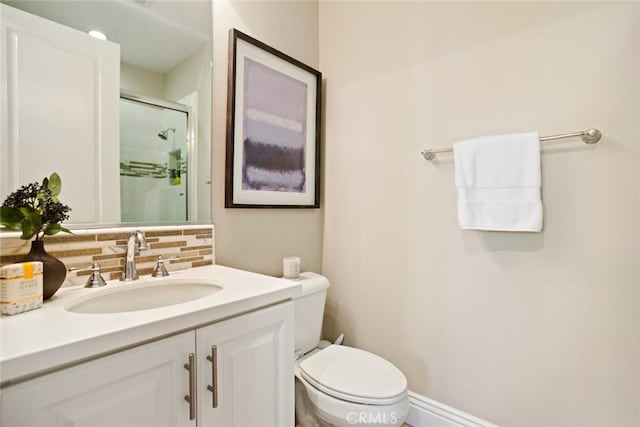 2282 E Rosecrans Ct, Brea, CA 92821 - full bathroom with backsplash, a shower stall, and vanity