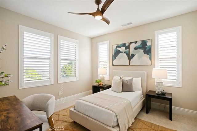 2282 E Rosecrans Ct, Brea, CA 92821 - carpeted bedroom with baseboards and ceiling fan