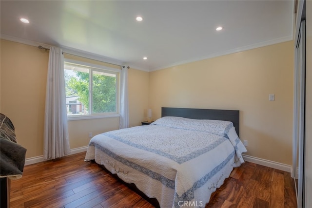 1741 Wabasso Way, Glendale, CA 91208 - bedroom featuring ornamental molding, wood finished floors, and recessed lighting