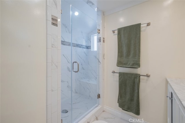 1741 Wabasso Way, Glendale, CA 91208 - bathroom with a marble finish shower, vanity, and marble look tile flooring